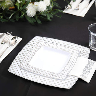 3 - Ply White and Sliver Pattern Paper Napkins - Weddings & Parties - Vplus - JOLLYCHEF
