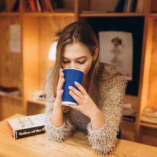 8oz/ 12oz/ 16oz Elegant Blue Ripple Wall Durable Paper Coffee Cups - Tea Hot Chocolate & Office - Jolly Pack - JOLLYCHEF
