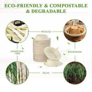12oz/ 16oz Natural Wide - mouth Compostable Bowls - Milk & Chili Soups - Vplus - JOLLYCHEF
