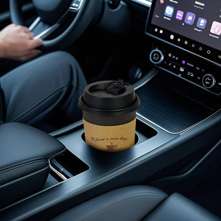 Multiple Size Black Paper Coffee Cups With Black Lids & Sleeves & Stirring Sticks - Office & Party - LITOPAK - JOLLYCHEF