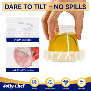 9oz/12oz/16oz/20oz Disposable Clear Plastic cups with Lid and Straw - Party & Picnic Use - Jolly Chef - JOLLYCHEF