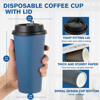 Multiple Size Blue, Gray Paper Coffee Cups Sets - Office & Cafe - LITOPAK - JOLLYCHEF