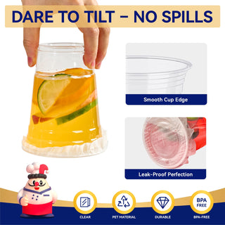 9oz/12oz/16oz/20oz Disposable Clear Plastic cups with Lid and Straw - Party & Picnic Use - Jolly Chef - JOLLYCHEF