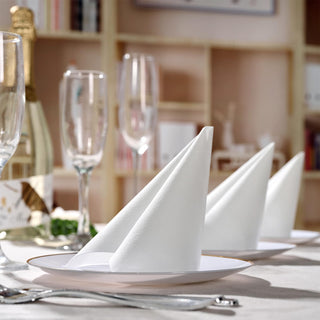 1 - Ply Solid White Premium Linen - Fee Cocktail Napkins - Weddings & Parties - FOCUSLINE - JOLLYCHEF