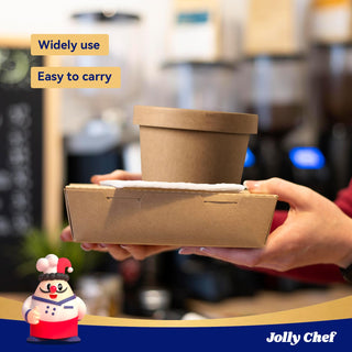 Brown Microwavable Kraft Paper Soup Containers with Lids - Hot Soup & Storing Food - Jolly Chef - JOLLYCHEF