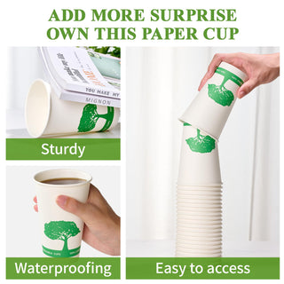 8oz/ 12oz/16oz Trees Pattern Compostable Cups with PLA Lined - Hot Drinking & Picnic - Vplus - JOLLYCHEF