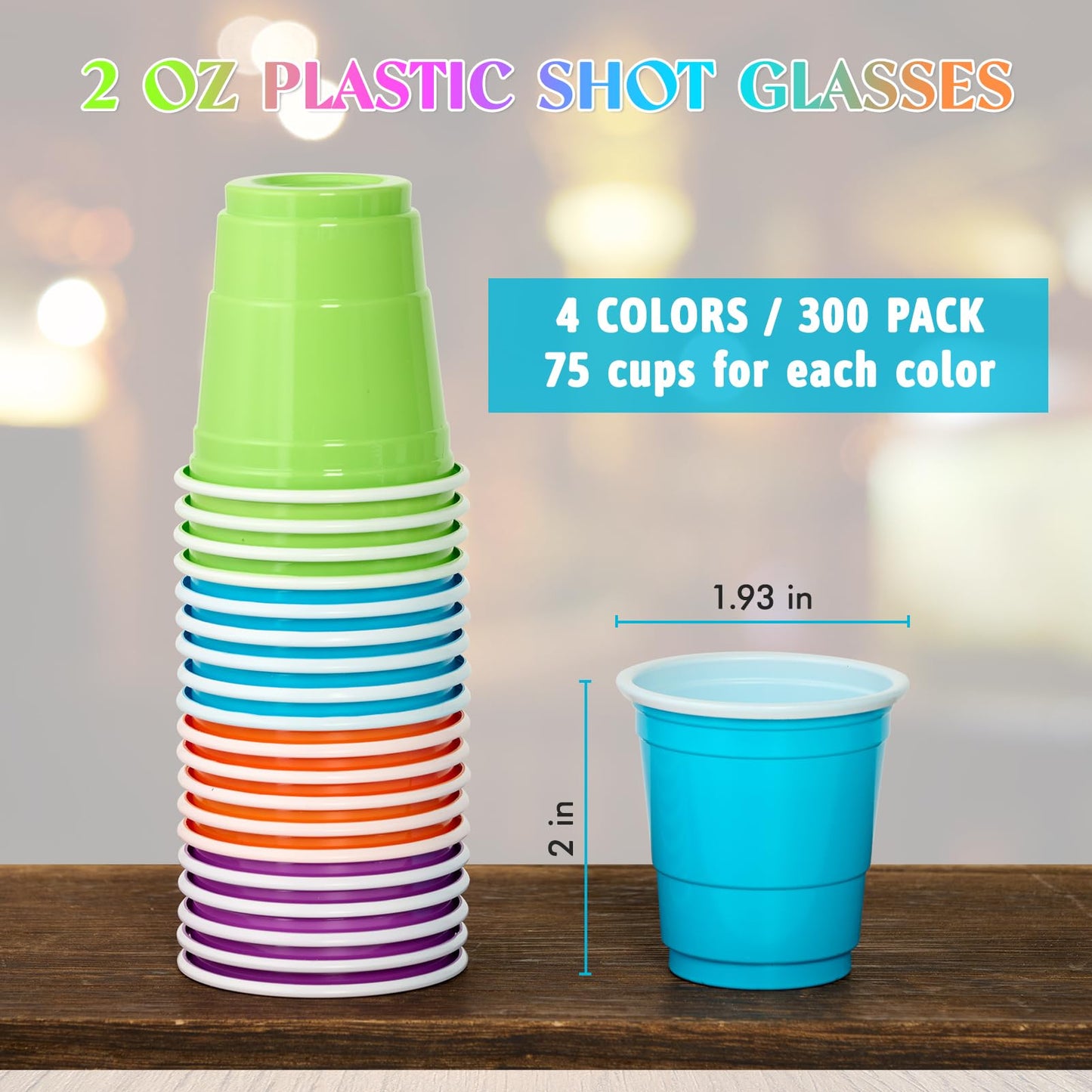 「Jolly Choice」2oz Colorful Plastic Shot Cups