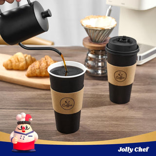 Bulk Black Coffee Cup Sets | Paper to-Go Cups for Coffee, Tea, Hot Chocolate | Food-Grade | Cafe Supply