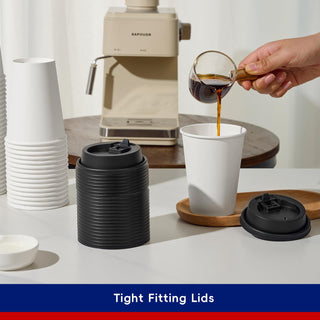 3.6in Black Plastic Lids for 10oz/ 12oz/ 16oz/ 20oz Paper Cups - Jolly Chef - JOLLYCHEF