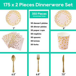 Pink, Rose Gold Disposable Dinnerware Set - Holiday Parties & Birthdays - JOLLY PARTY - JOLLYCHEF
