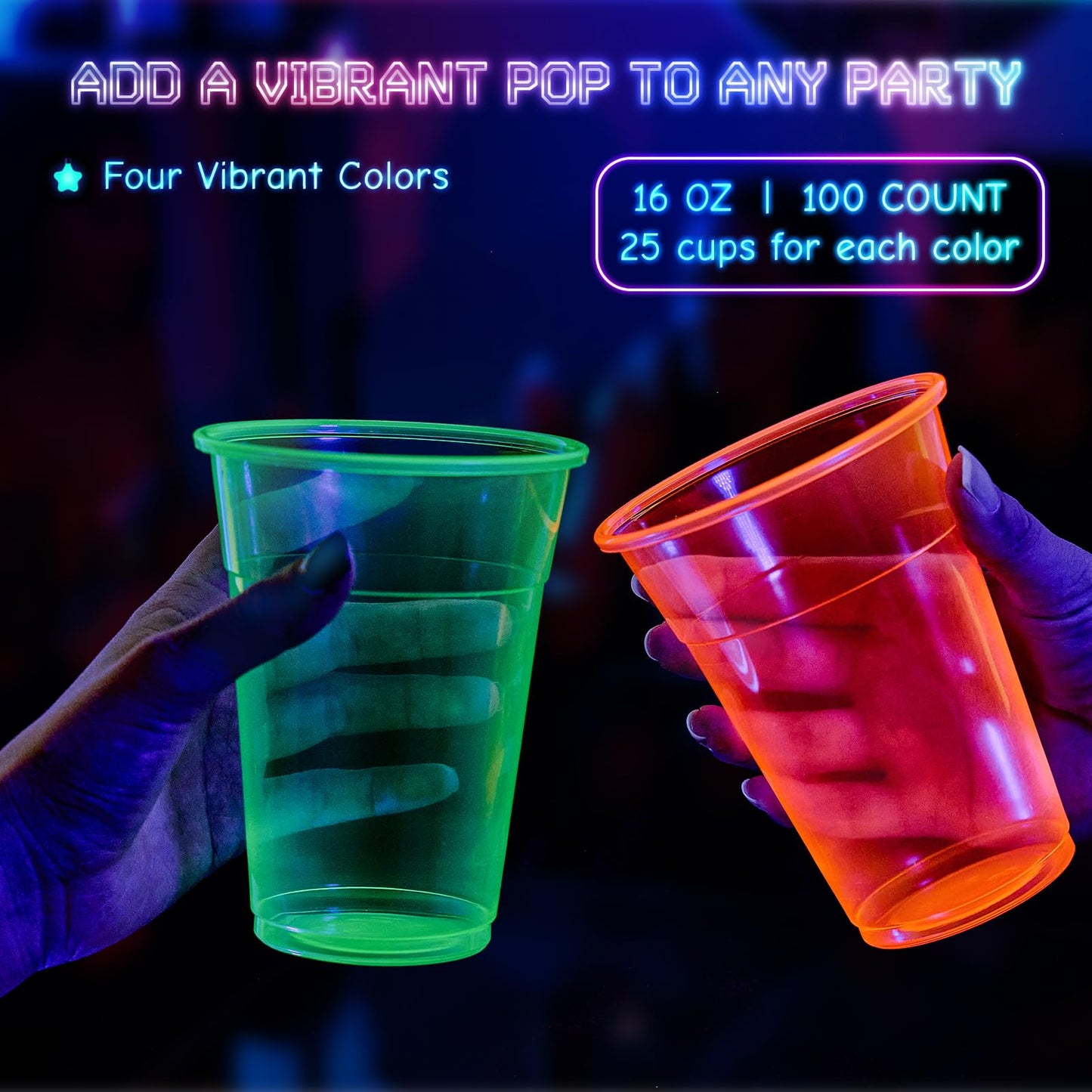 「Jolly Choice」Neon Plastic Party Cups