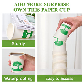 8oz/ 12oz/16oz Trees Pattern Compostable Cups with PLA Lined - Hot Drinking & Picnic - Vplus - JOLLYCHEF