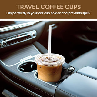 12oz/16oz Bulk Plastic Cups with Lids and Starws | U Shaped Drinkware for Iced Coffee, Smoothies, Lemonade | BPA Free | Cafe Supply