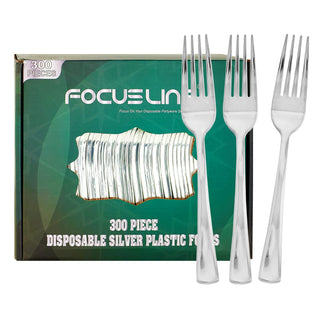 Silver Food - Grade Plastic Knives, Forks & Spoons - Catering & Parties - FOCUSLINE - JOLLYCHEF