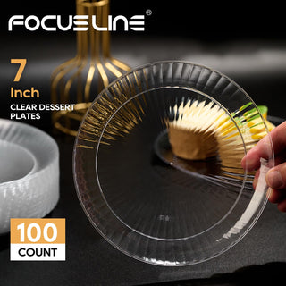 7in/ 10in Clear Plastic Plates for Weddings & Birthday Parties - FOCUSLINE - JOLLYCHEF
