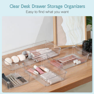 Clear Rectangular Stackable Plastic Drawer Organizer -   Kitchen & Bathroom Storage - JOLLYIN - JOLLYCHEF