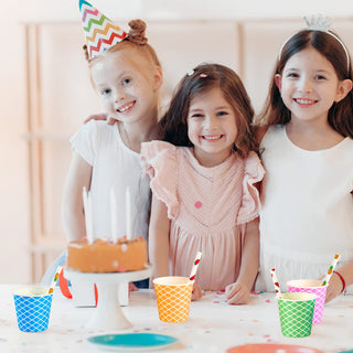 3oz Multicolor Wavy Stripes Patterns Paper Dessert Cups - Mini Snack Cup & Cupcake - LITOPAK - JOLLYCHEF