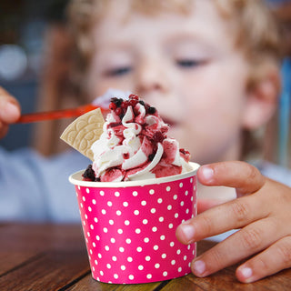 8oz/ 12oz/ 16oz  Pink & Blue & Orange Circular Versatile Ice Cream Cups - Party & Event Use - LITOPAK - JOLLYCHEF