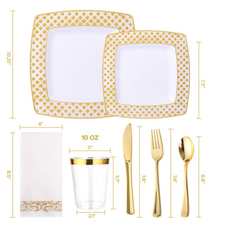 Clear Elegant gold dinnerware set - Wedding & Birthday Party - FOCUSLINE - JOLLYCHEF