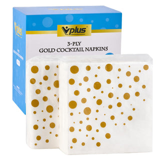 3 - Ply Solid Gold Cocktail Napkins – Weddings & Parties – Vplus - JOLLYCHEF