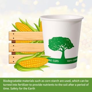 8oz/ 12oz/16oz Trees Pattern Compostable Cups with PLA Lined - Hot Drinking & Picnic - Vplus - JOLLYCHEF