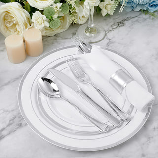 1 - Ply Solid Color Silver Pre Rolled Plastic Silverware - Dinner & Weddings - FOCUSLINE - JOLLYCHEF