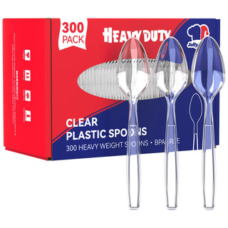 Clear Heavy Duty Disposable Plastic Flatware- Party & Wedding Use - Jolly Chef