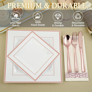 Rose Gold Rim Clear Fancy Disposable Dinnerware Sets - Halloween & Weddings - FOCUSLINE - JOLLYCHEF