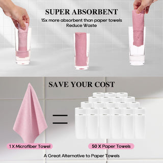 12inx12in Pink & Gray Tear Away Perforated Microfiber Cleaning Cloth - Kitchen & Car Cleaning - honova - JOLLYCHEF
