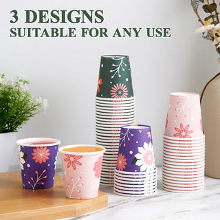 3oz Purple & Green Floral Pattern Paper Dessert Cups - Cupcake & Party - TV TOPVALUE - JOLLYCHEF