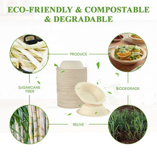 12oz/ 16oz Natural Wide - mouth Compostable Bowls - Milk & Chili Soups - Vplus - JOLLYCHEF