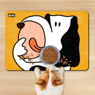 Artist-Designed Absorbent Non-Slip Pet Feeding Mat - Waterproof & Easy Clean Dog Food Mat - Home & Travel - Miyoky