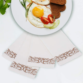 1 - Ply White and Rose Gold Pattern Linen - Feel Disposable Hand Towels - Weddings & Kitchens – FOCUSLINE - JOLLYCHEF