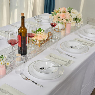 12oz White with Silver Rim Round Elegant Plastic Bowls - Wedding & Party - JOLLY PARTY - JOLLYCHEF