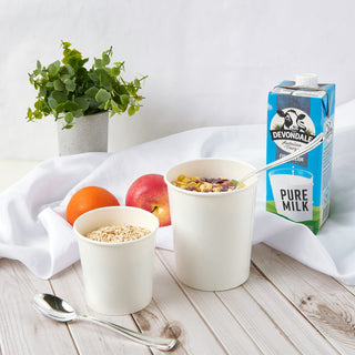 White Microwavable Paper Soup Containers with Lids - Hot Soup & Storing Food - LITOPAK - JOLLYCHEF