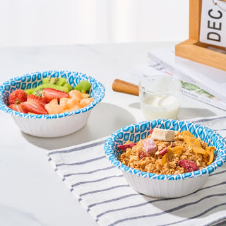 12oz/ 16oz/ 20oz Blue with Printed Camouflage Border Round Paper Bowls - Breakfast & Party - MUCHII - JOLLYCHEF