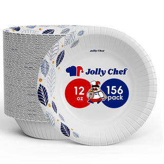 12oz/16oz/20oz White Leaf Floral Print Microwave & Freezer Safe Paper Bowls – Parties & Picnics – Jolly Chef - JOLLYCHEF
