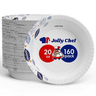 12oz/16oz/20oz White Leaf Floral Print Microwave & Freezer Safe Paper Bowls – Parties & Picnics – Jolly Chef - JOLLYCHEF