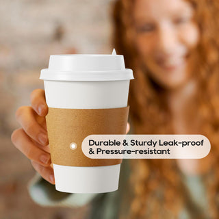 Multiple Size White Paper Coffee Cups with Lids & Sleeves & Straws - Hot/Cold Drinking & Office - Jolly Party - JOLLYCHEF