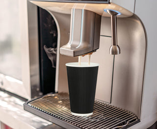 8oz/ 12oz/ 16oz Elegant Black Ripple Wall Durable Paper Coffee Cups - Tea Hot Chocolate & Office - Jolly Pack - JOLLYCHEF