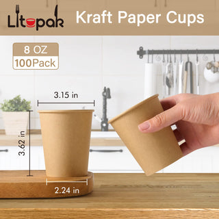Multiple Size High End Brown Paper Coffee Cups - Diy Design & Office - LITOPAK - JOLLYCHEF