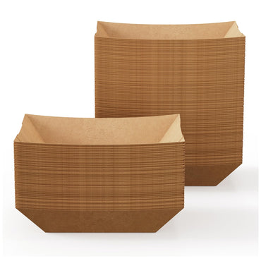 1/4lb / 2lb / 3lb Kraft Brown Paper Food Trays - Snacks & French Fries - JOLLY CHEF