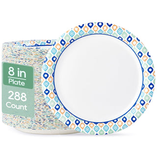 8in /10in Green and Blue Camo Round Paper Plates - Family Gatherings & Picnics - MUCHII - JOLLYCHEF