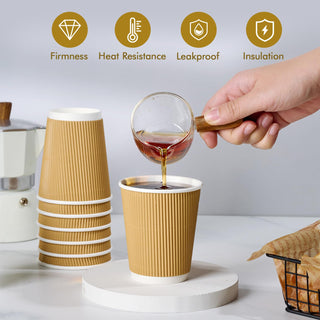 8oz/ 12oz/ 16oz Ripple Wall Durable Paper Coffee Cups - Hot Beverage & Office - DAILYPACK - JOLLYCHEF