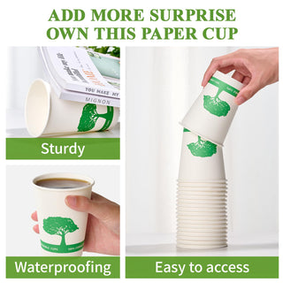 8oz/ 12oz/16oz Trees Pattern Compostable Cups with PLA Lined - Hot Drinking & Picnic - Vplus - JOLLYCHEF