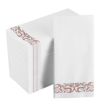 1 - Ply White and Rose Gold Pattern Linen - Feel Disposable Hand Towels - Weddings & Kitchens – FOCUSLINE - JOLLYCHEF