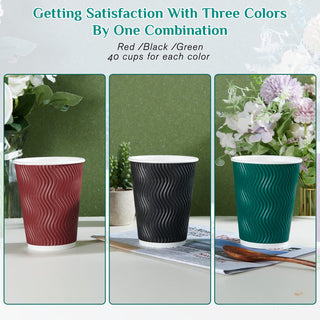 10oz/ 12oz/ 16oz Elegant Multicolor Ripple Wall Durable Paper Coffee Cups - Tea Hot Chocolate & Office - MUCHII - JOLLYCHEF