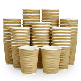 8oz/ 12oz/ 16oz Ripple Wall Durable Paper Coffee Cups - Hot Beverage & Office - DAILYPACK - JOLLYCHEF