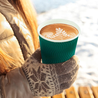 10oz/ 12oz/ 16oz Elegant Multicolor Ripple Wall Durable Paper Coffee Cups - Tea Hot Chocolate & Office - MUCHII - JOLLYCHEF