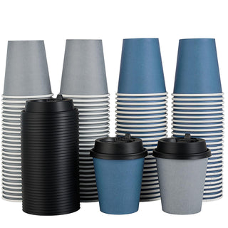 Multiple Size Blue, Gray Paper Coffee Cups Sets - Office & Cafe - LITOPAK - JOLLYCHEF